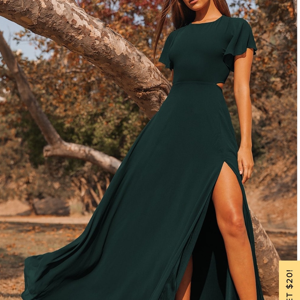 Lulus Garden Bliss Emerald Green Cutout Maxi Dress